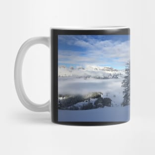 View from the top of a snowy mountain Mug